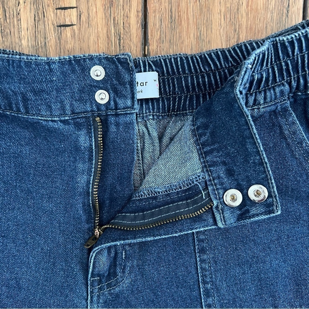 Vanilla Star High Waist Denim Shorts Size 7 Vintage Cargo Elastic Stretch Retro - Picture 3 of 10